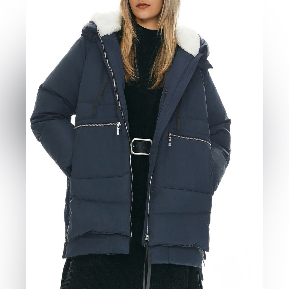 Orolay 092 Universe Women's Thickened Down Coat Jacket Navy Blue Plus Size 2X